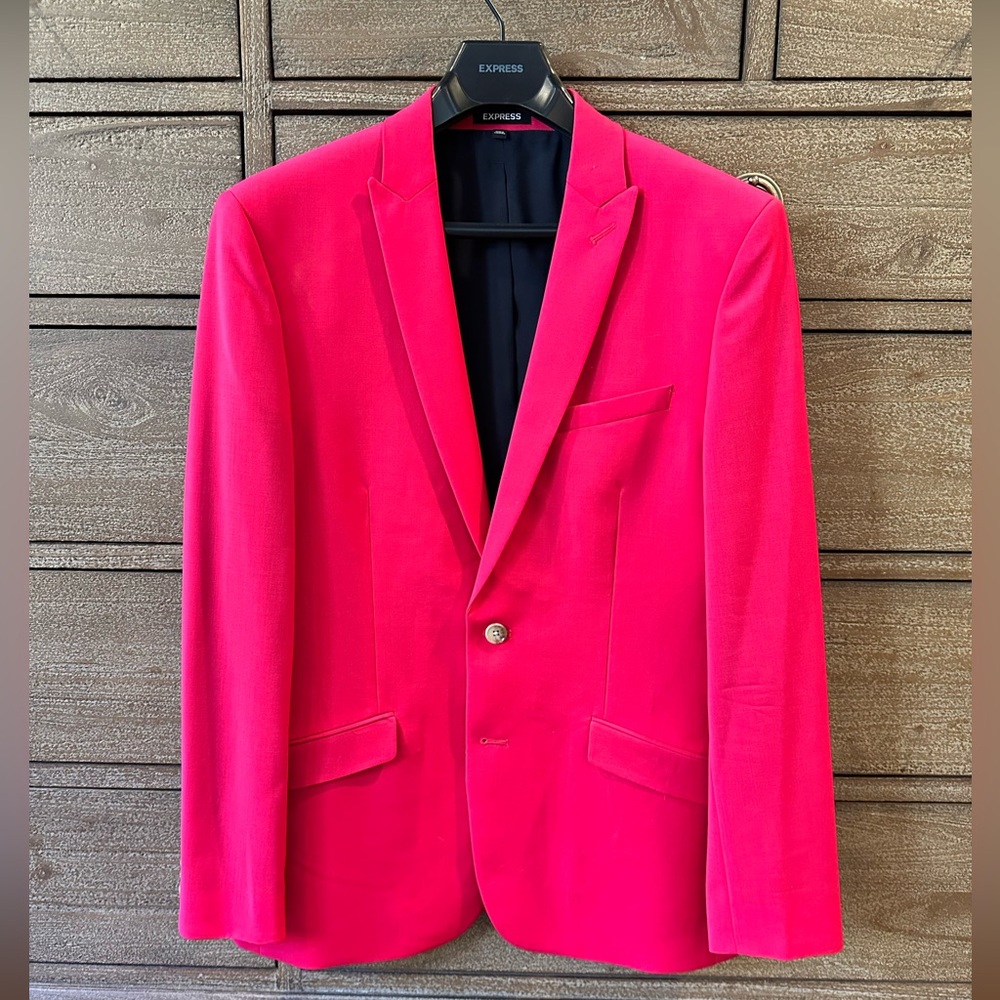 Express Men’s Bright Pink Blazer. 40R Extra Slim